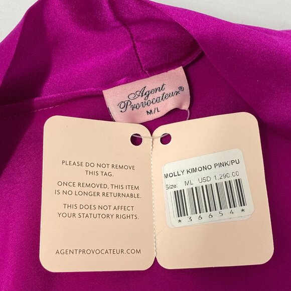 Agent Provocateur Molly Pink Purple Silk Kimono M/L NWT $1,290 - Picture 5 of 7